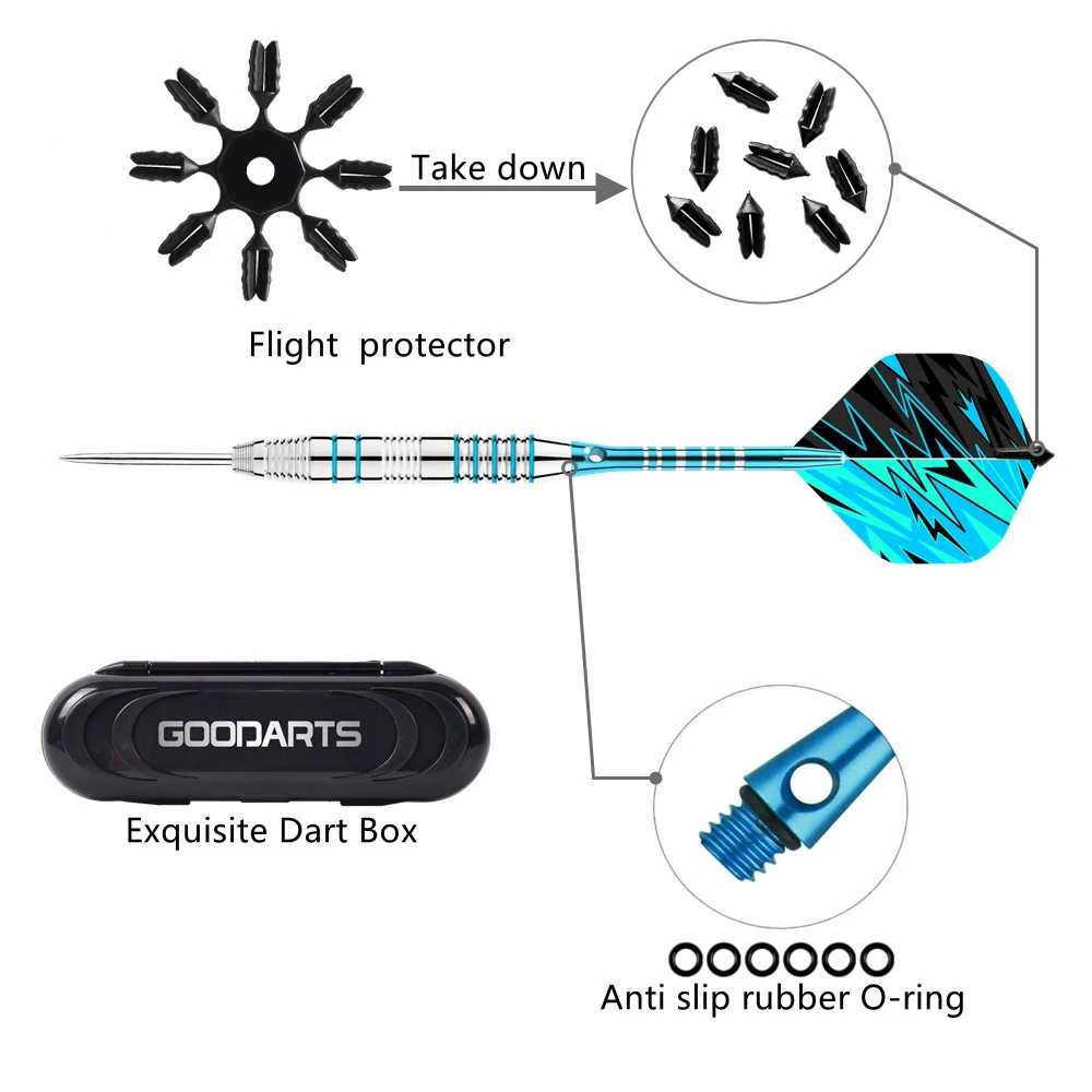 Juego de dardos profesionales con punta de acero de 22 g para juegos - Paquete de 3 - imagen 5