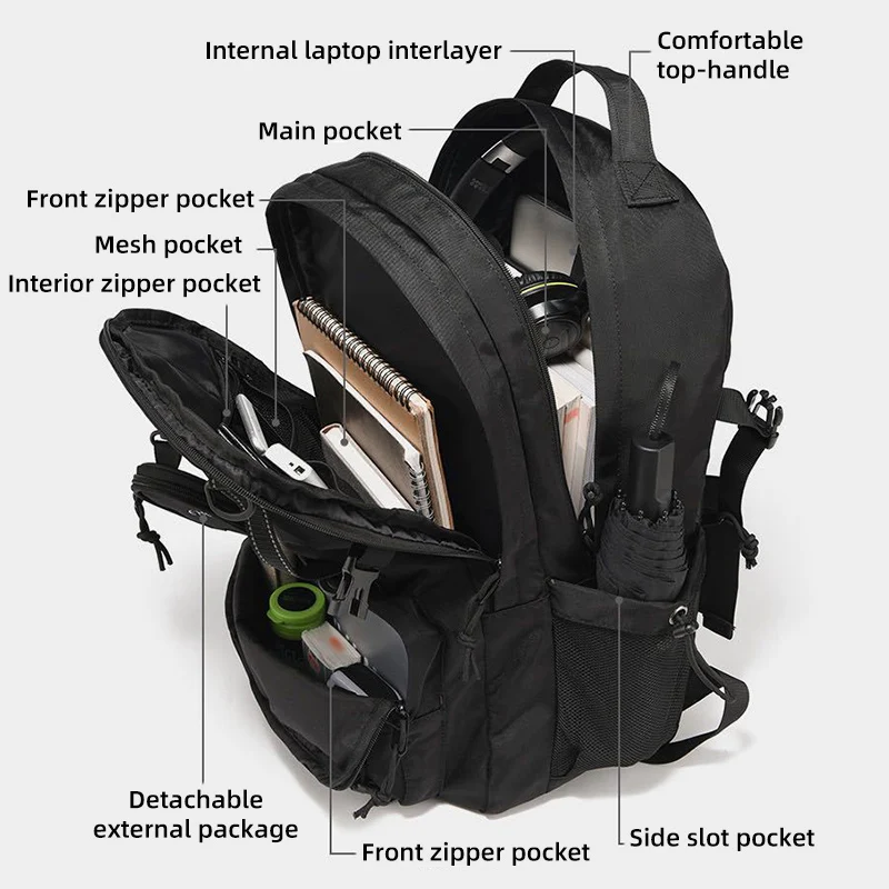 Mochila deportiva portátil para gimnasio, gran capacidad, multibolsillos, para viajes al aire libre, senderismo, Camping, mochila para ordenador portátil, bolsa para estudiantes - imagen 4