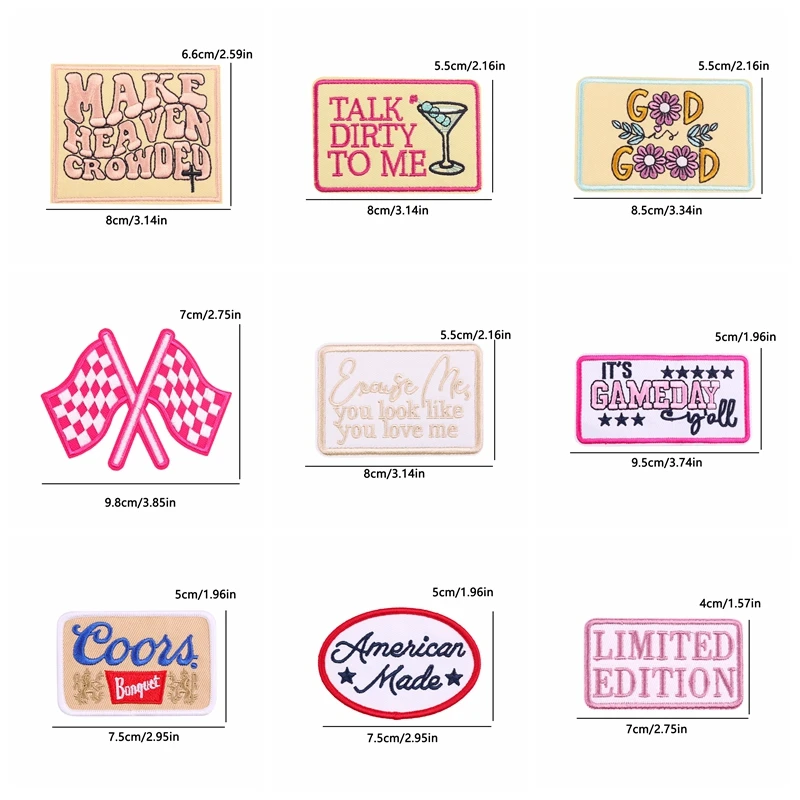 10 Uds. Venta al por mayor parche de dibujos animados parches bordados con letras rosas DIY parches para planchar para ropa chaquetas sombreros insignias bordadas - imagen 4