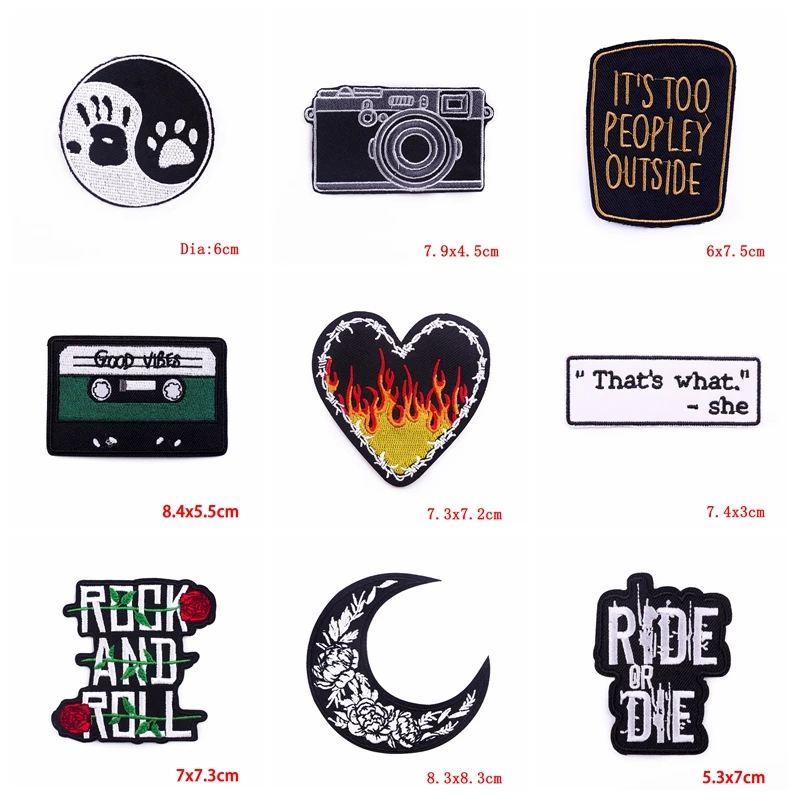 Parches bordados para ropa, pegatina de costura de llama, Punk/Rock/Letter, en la ropa para planchar, 10 unids/lote - imagen 3