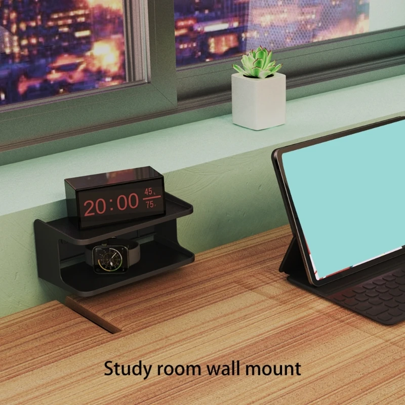 Soporte para teléfono montado en pared doble capa, diseño Universal para dormitorio, baño, cocina, organizadores ABS - imagen 4