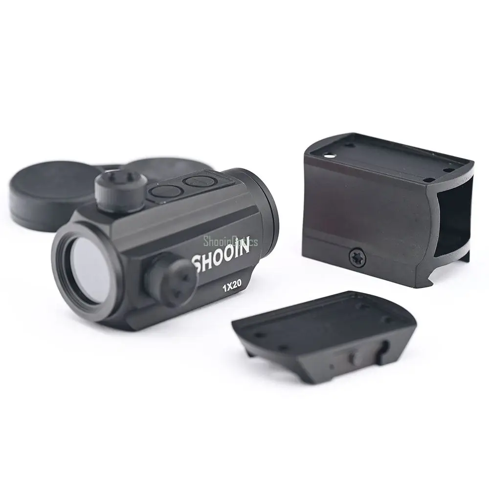 Shooin Optics 1x Red Dot Sight 2 MOA Colimador Alto/Bajo 21 mm Base de montaje - imagen 2