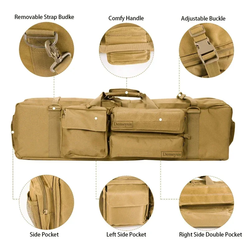 Bolsa táctica para pistola M249, mochila para Rifle de tiro de caza Airsoft, funda protectora para transporte de pistola al aire libre con correa para el hombro - imagen 2