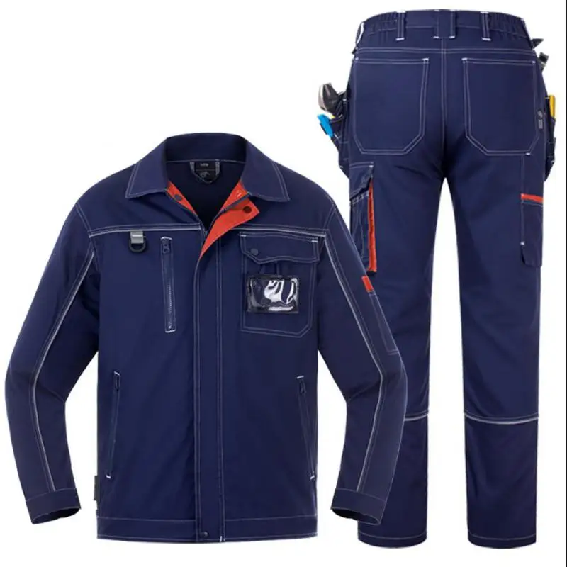 2025 Monos de verano para hombre, traje fino de algodón puro de manga corta, transpirable, rejilla nacional, soldador de verano, traje de trabajo personalizado, ropa de trabajo - imagen 5