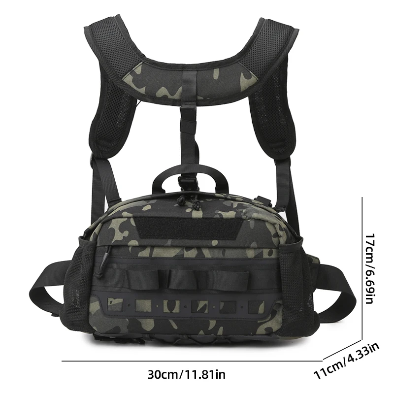 Mochila táctica para chaleco de pesca, deportes al aire libre, Camping, bolsas de cintura Molle, bolsa frontal, mochila para senderismo, caza, riñonera - imagen 3