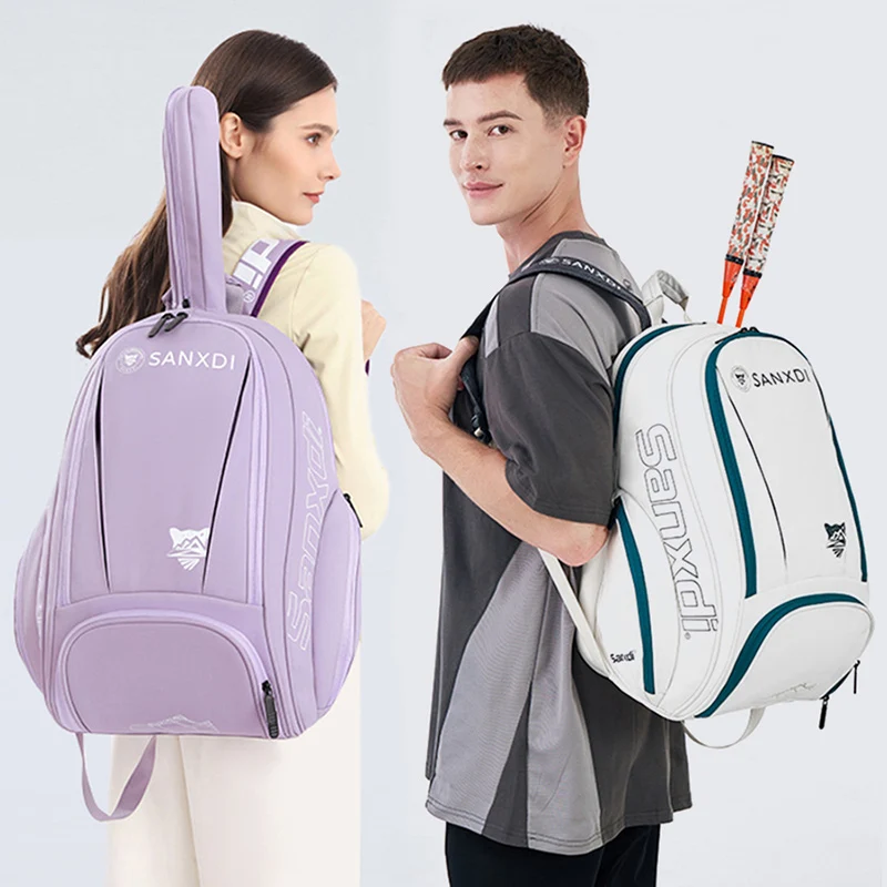 Mochila para raqueta de bádminton y tenis, bolsa de entrenamiento para deportes al aire libre con compartimento para zapatos, bolsa deportiva multifuncional de almacenamiento grande - imagen 3