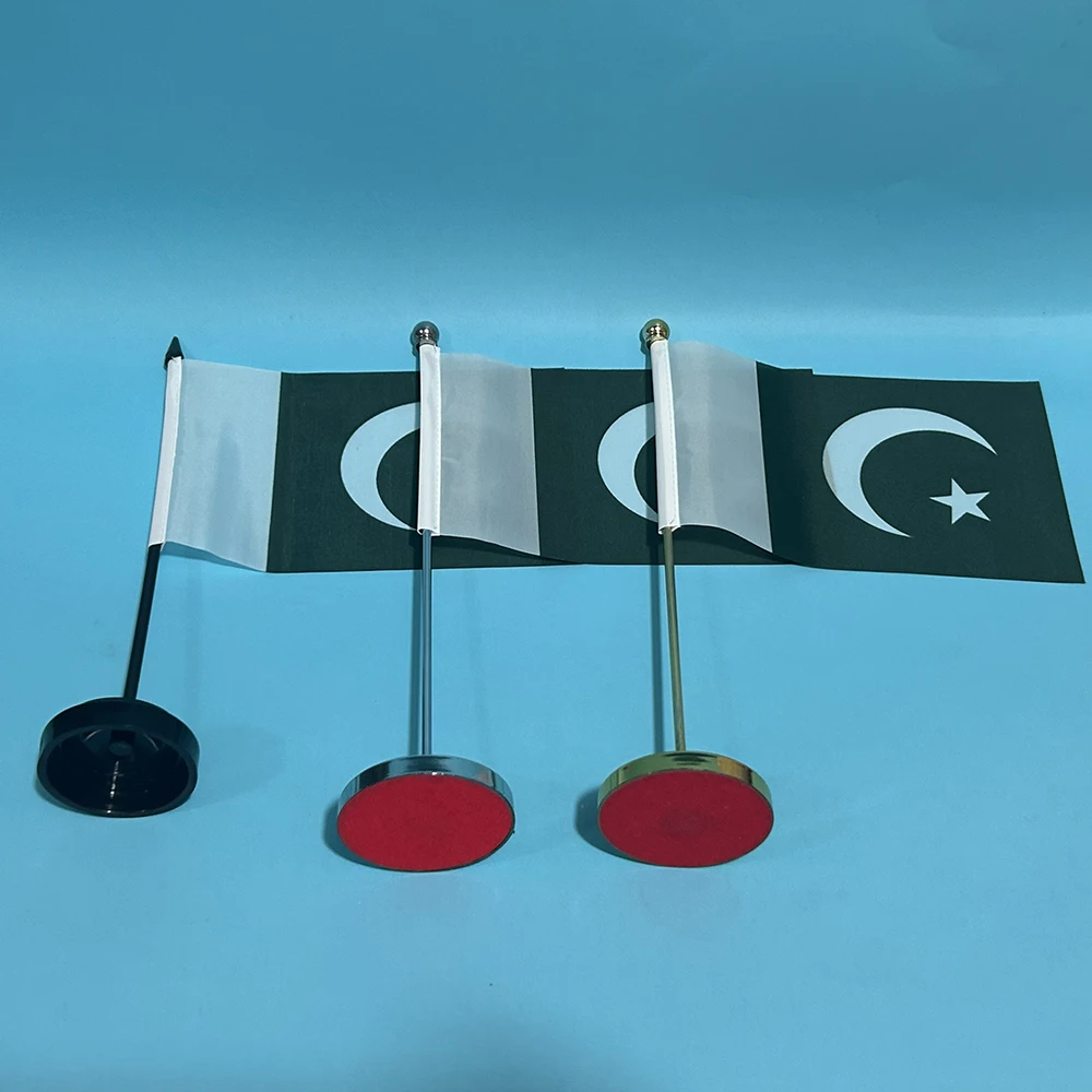 BANDERA DE SKY Bandera de escritorio de oficina Bandera de Pakistán 14x21 cm poliéster PAK Bandera nacional de Pakistán Banner de país Adornos de escritorio Banderas - imagen 2
