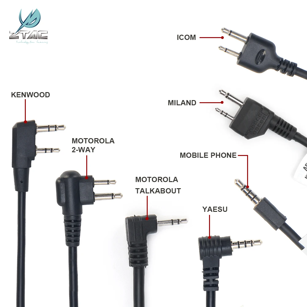 Z Tac auriculares tácticos U94 PTT botón walkie-talkie adaptador de enchufe Airsoft Radio Tiro Militar orejeras uso - imagen 4