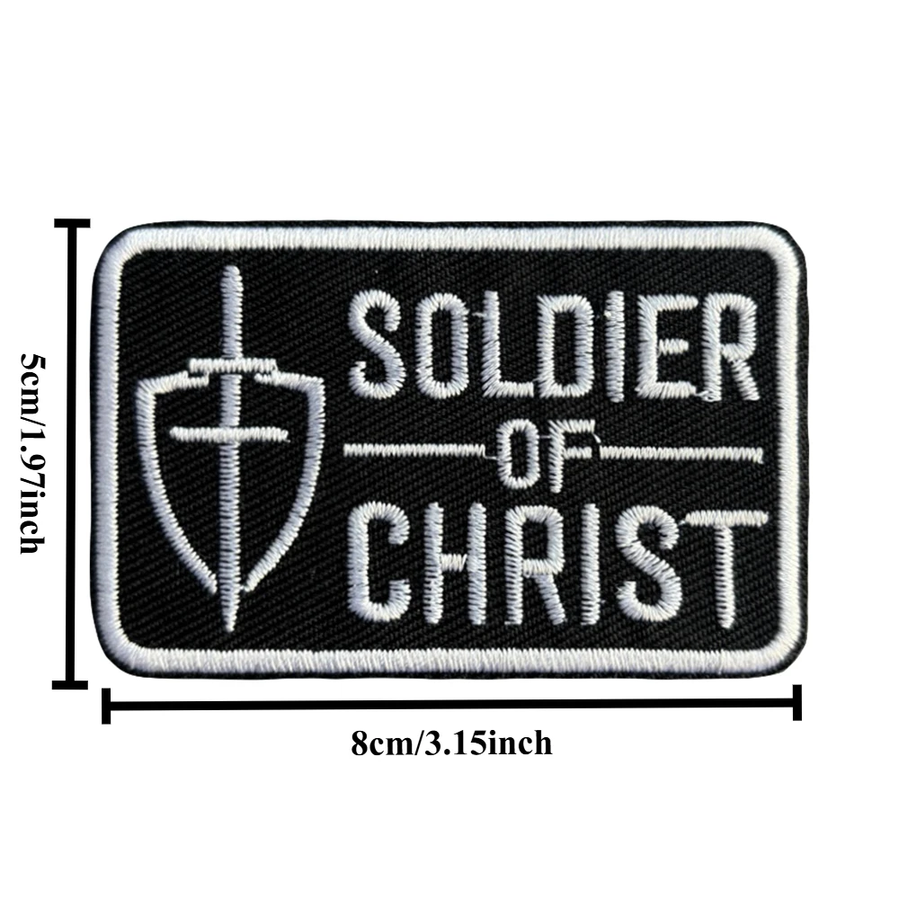 Parche táctico de soldado de Cristo, parches de gancho bordados de fe cristiana, pegatinas de apliques para mochila del ejército de moral militar - imagen 2