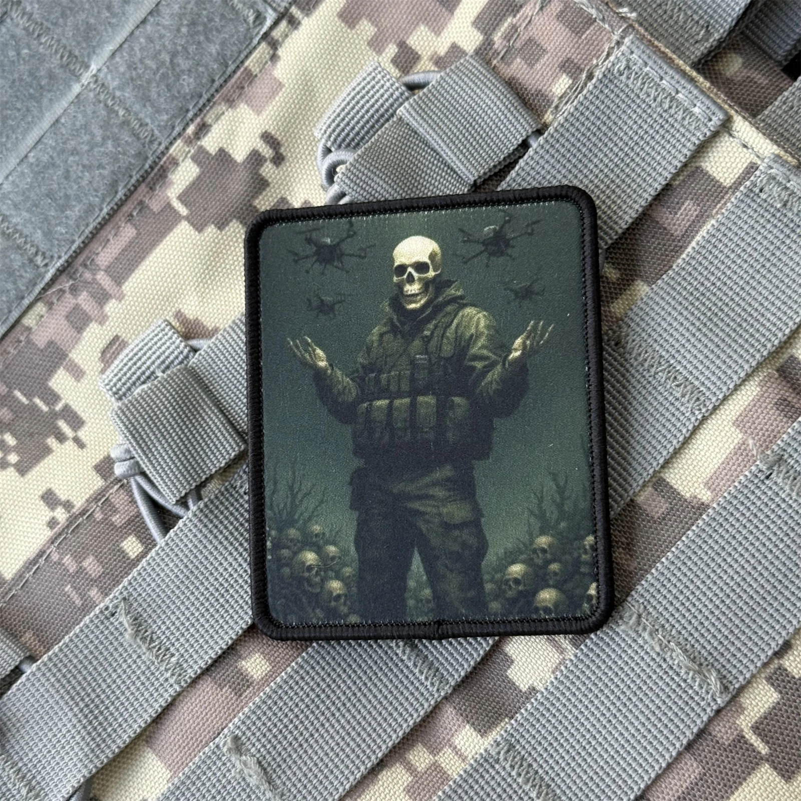 Chevron-insignia de moral divertida con esqueleto táctico, parche impreso, brazalete militar, gancho y bucle, accesorios para mochila al aire libre, pegatinas - imagen 5