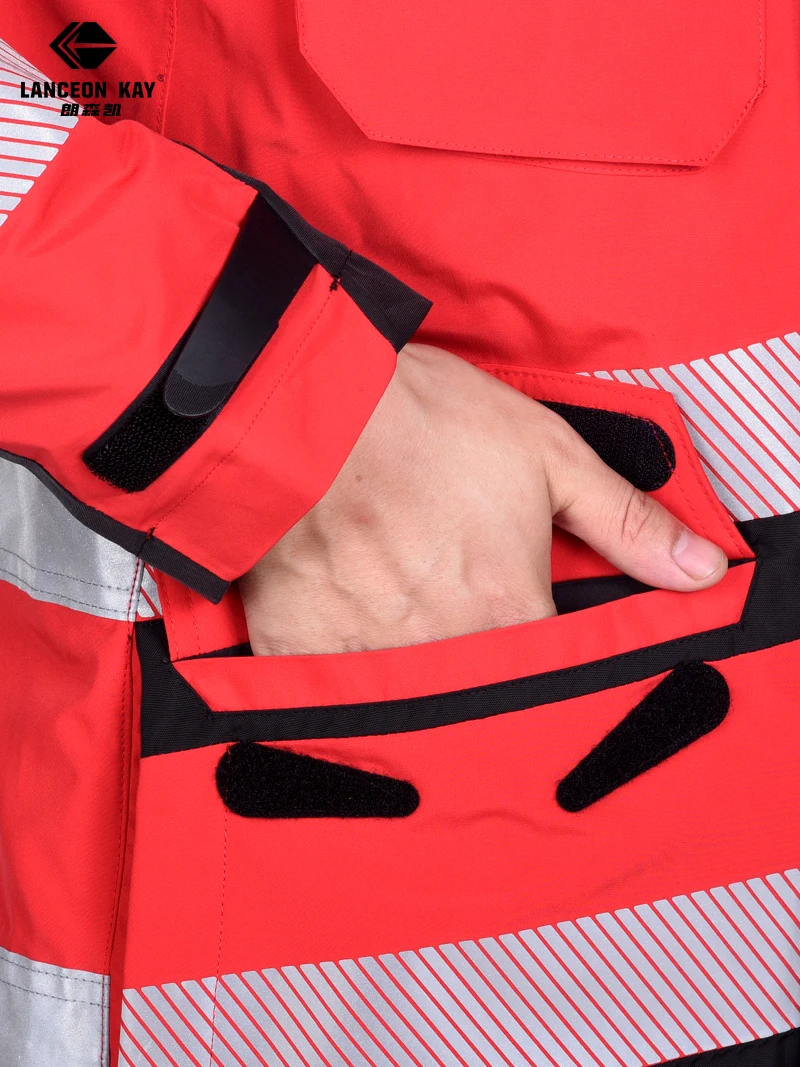 Ropa de rescate de emergencia tres en uno, chaqueta de tormenta, Chaqueta de algodón, impermeable, ropa de trabajo cálida - imagen 4