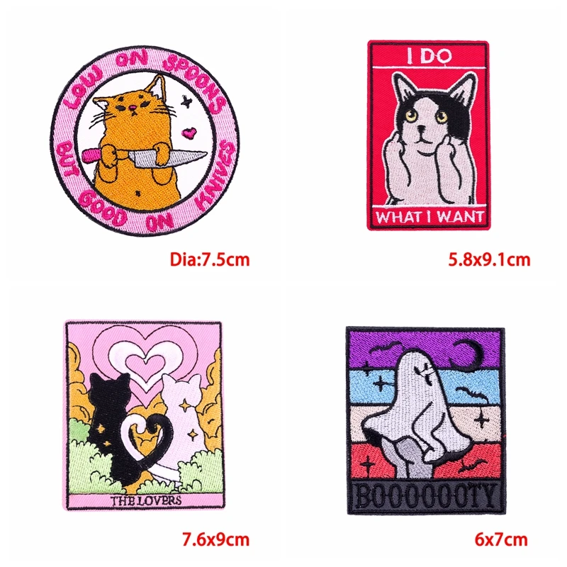 10 Uds. Parches bordados de gato botella, parches para planchar para ropa, parches termoadhesivos, parche bordado de rana Animal de dibujos animados - imagen 4