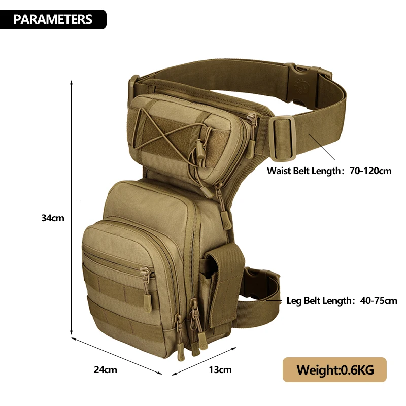 Bolsa de pierna táctica 600D para exteriores, mallas impermeables, versión de combate multifunción, pesca táctica, bolsa de cintura móvil - imagen 4