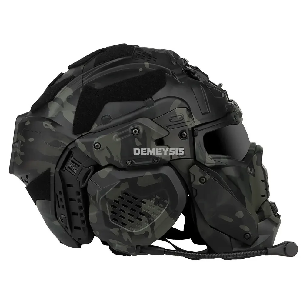 Cascos Airsoft, casco de Paintball táctico protector totalmente cubierto con auriculares de comunicación, cascos deportivos de tiro ajustables - imagen 3