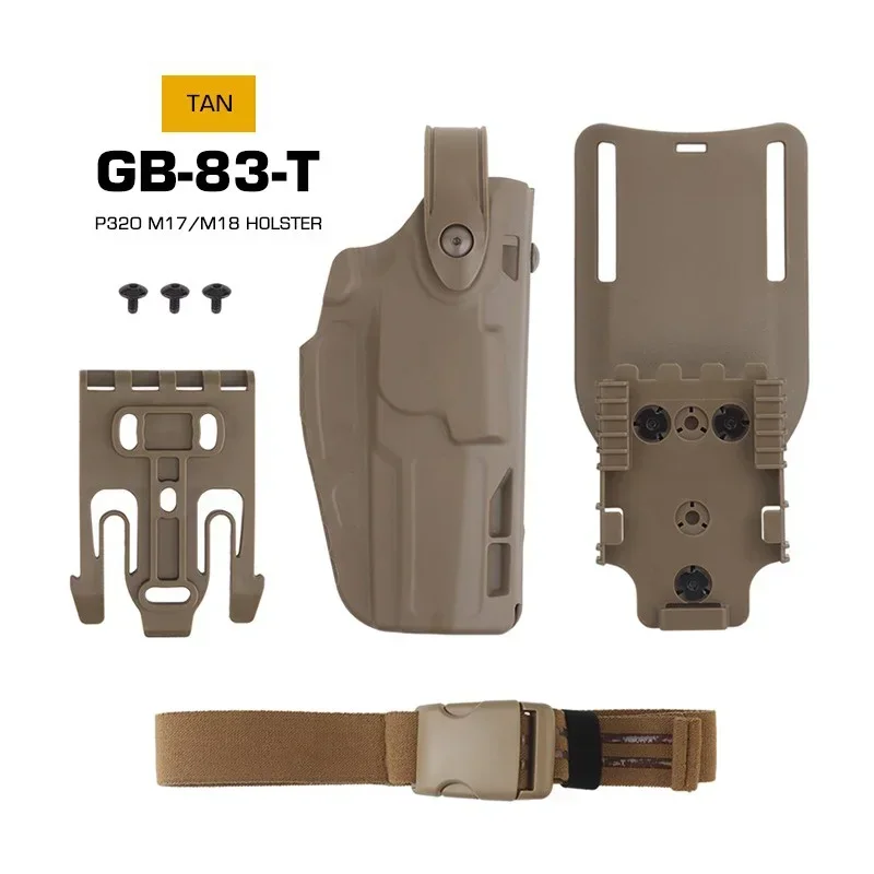 Compatible con cinturón de 2,5 pulgadas P320 M17/M18, Funda de cuero, seguro de doble capa, ángulo ajustable, chasis de equipo táctico