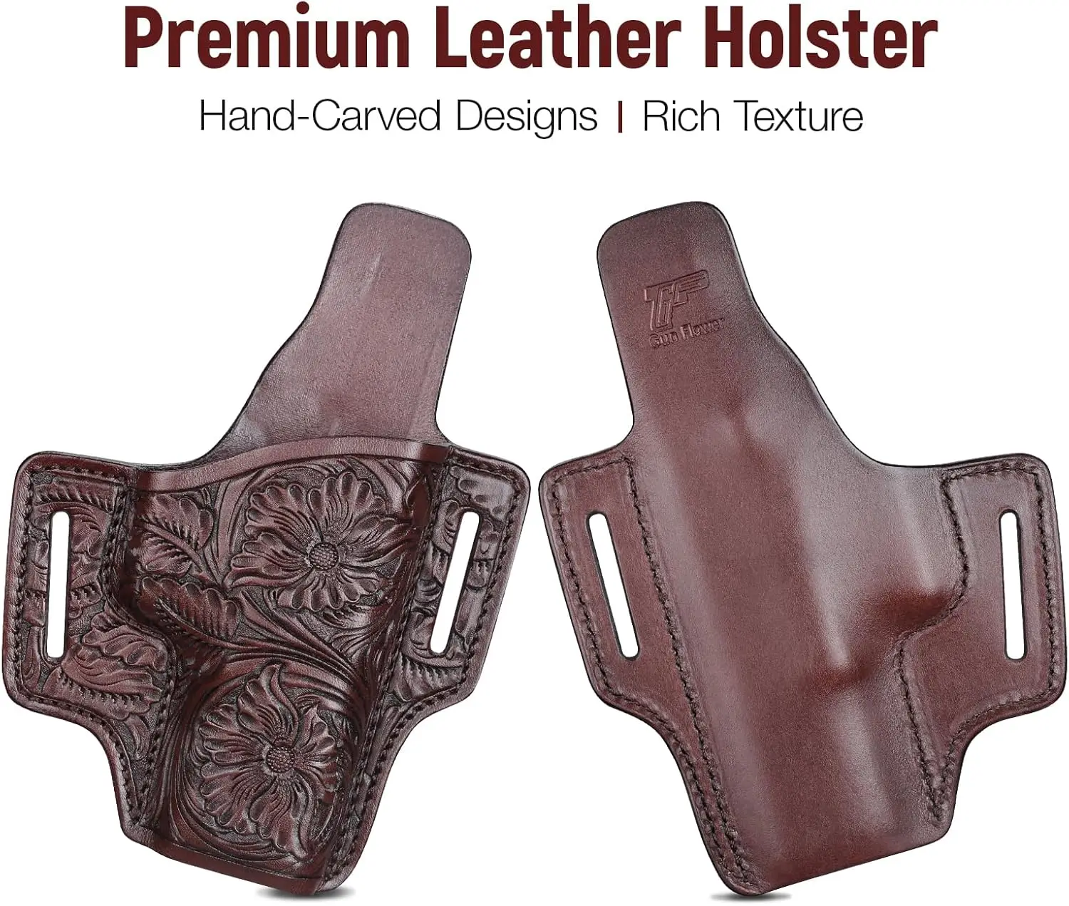 Funda de pistola táctica OWB Western de cuero tallado a mano - imagen 4