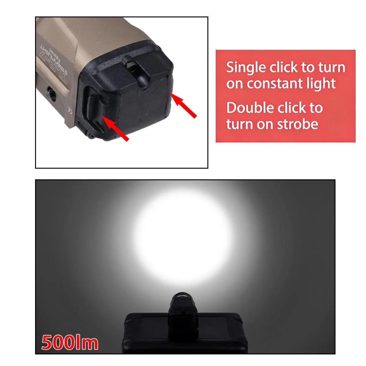 Linterna táctica TLR 7 TLR 1 TLR-3 TLR-4, luz de explorador de pistola, luz láser estroboscópica LED para G k Taurus G2c 1911, linterna de aluminio - imagen 3