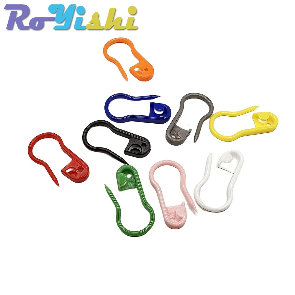 100 unids/caja de alfileres de seguridad de plástico coloridos, marcadores para tejer, Clips de punto de ganchillo para manualidades de costura, accesorios de ropa - imagen 5