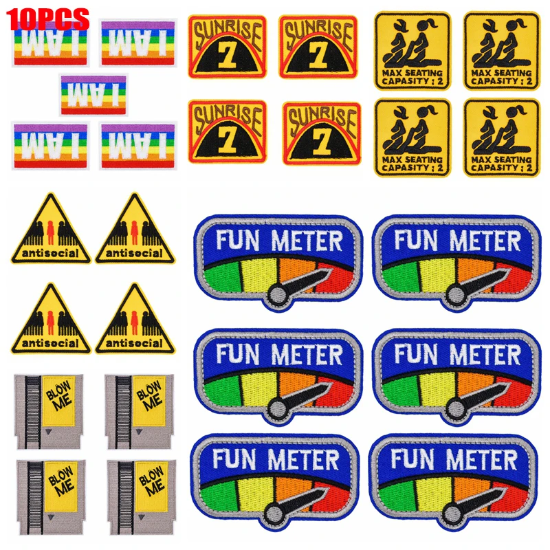 10 unids/lote, parche bordado de estilo humorístico, eslogan de letras, insignias bordadas para coser, chaquetas, sombreros, mochila, parches para planchar DIY