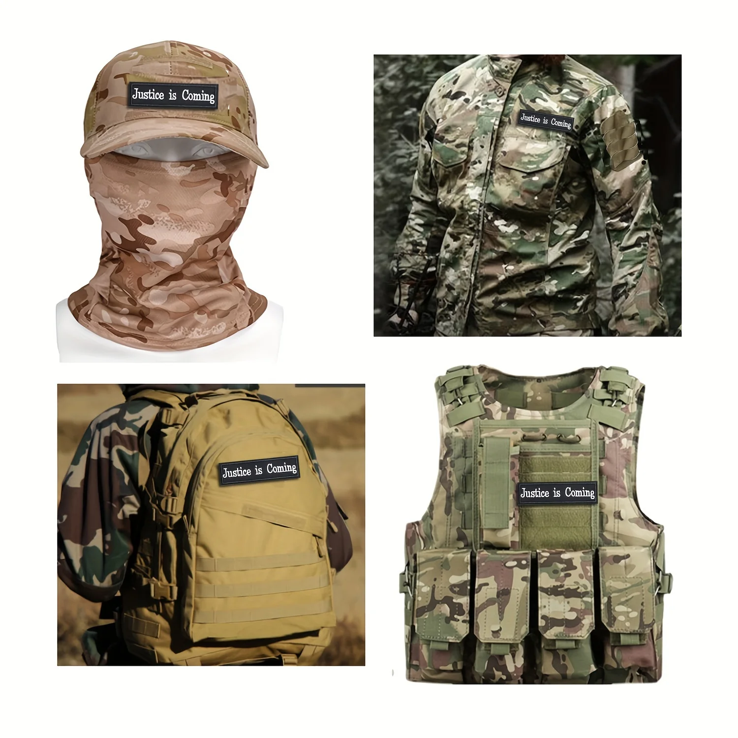 Parches Velcro Mochila TáCticos De Bordados Justice Is Coming - Funny Meme Militar Velcros Patch Hook & Loop - Insignia de moral bordada táctica para mochila Molle - imagen 3