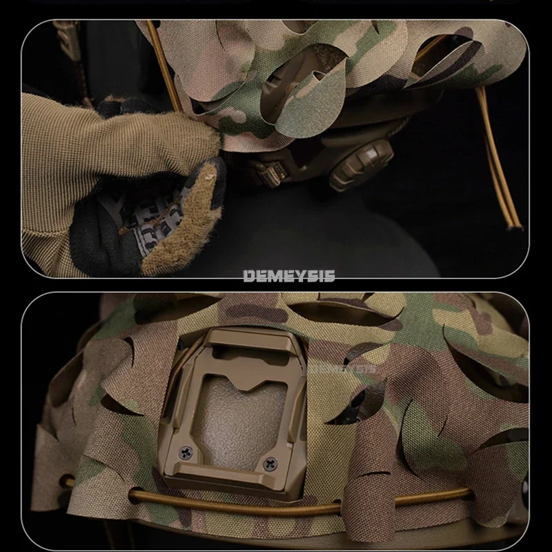 Funda para casco táctico Airsoft, malla 3D, camuflaje, corte láser, forma de hoja, tela para casco, Paintball, paracaidista, accesorios para casco de caza - imagen 5