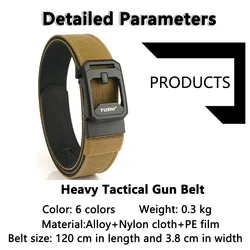 Cinturón Táctico Resistente de 1.5 Pulgadas para Hombre, Cinturón Militar de Nailon con Hebilla Metálica Automática, Cinturón de Servicio Policial, Accesorios para Exteriores IPSC