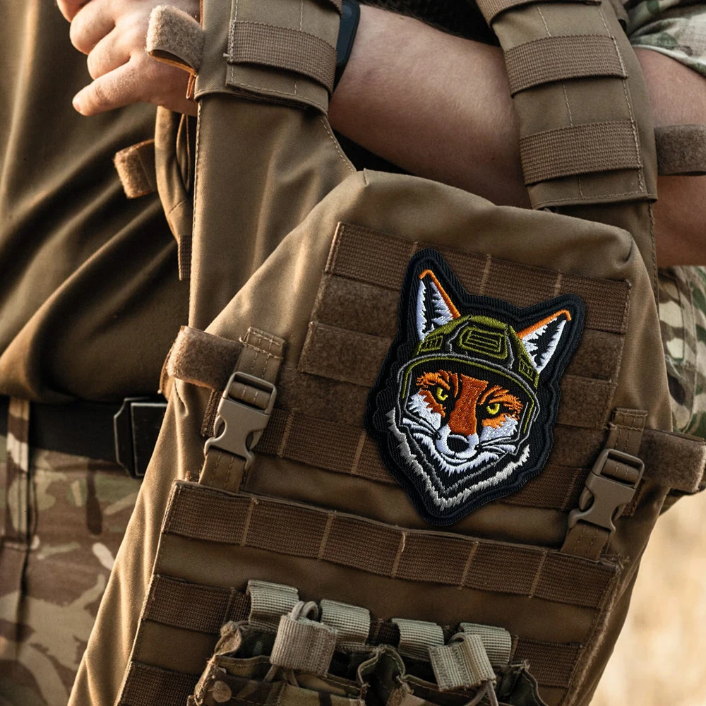 Parche táctico de zorro para casco, parches de gancho y bucle bordados divertidos, insignia de moral militar, brazalete del ejército, pegatinas para mochila - imagen 4