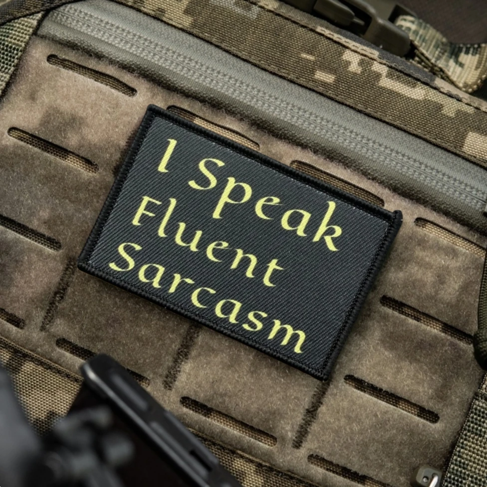 Parche táctico de sarcasmo espontáneo, brazalete personalizado del ejército moral militar, parches de gancho y bucle impresos para pegatina de mochila