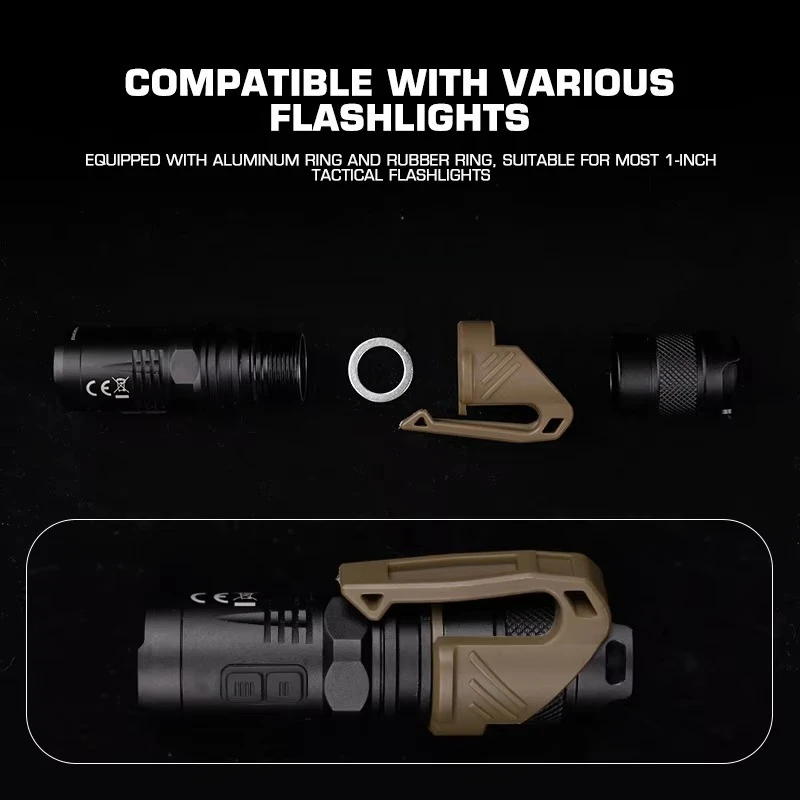 Clip de transporte para linterna apto para antorcha eléctrica de 1 pulgada Clip de transporte de perfil bajo - imagen 4