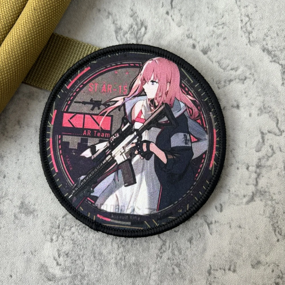Parches tácticos de moral con estampado de Chica de Anime, parche de gancho y bucle de primera línea para niña, insignia militar, brazalete, ropa, pegatinas para mochila - imagen 5