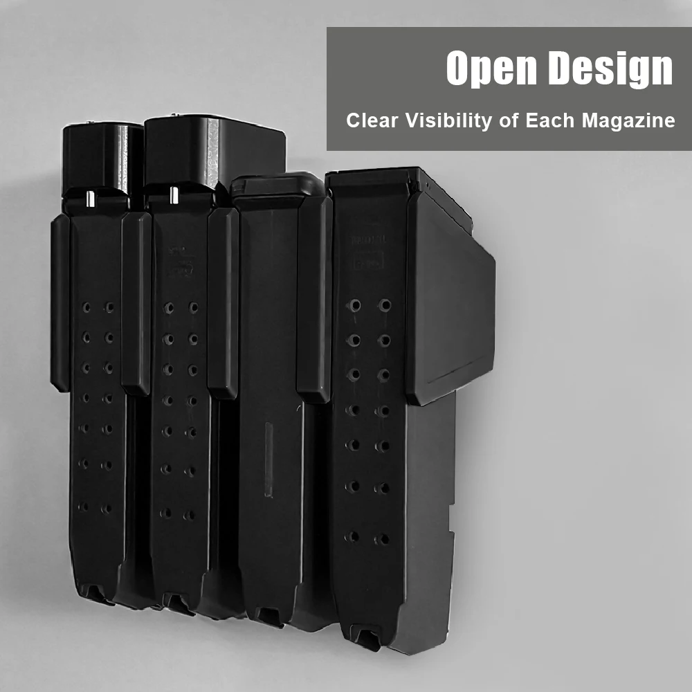 Soporte para revistas Glok con 3/4/5 ranuras, soporte de pared para pistola Mag Hoder para Glok 17 19, colgador de cargadores, almacenamiento de exhibición, organizador seguro para pistola - imagen 4