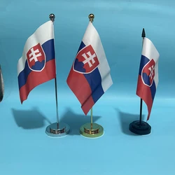 Bandera de Eslovaquia, escritorio de oficina, bandera pequeña, 14x21cm, poliéster, bandera nacional de Eslovaquia, pancarta de país, adornos de escritorio, banderas