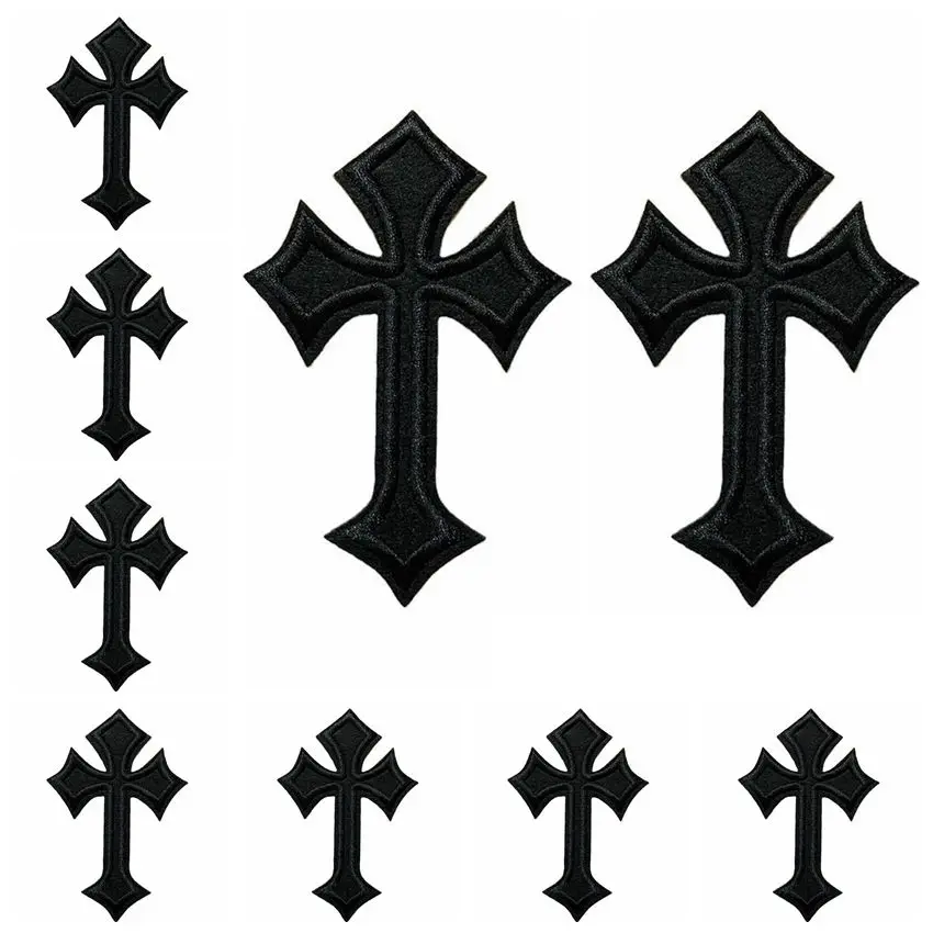 Parches cruzados para planchar en la ropa, parches religiosos, bordado, bricolaje, pegatinas, rayas, 10 unidades por lote - imagen 3