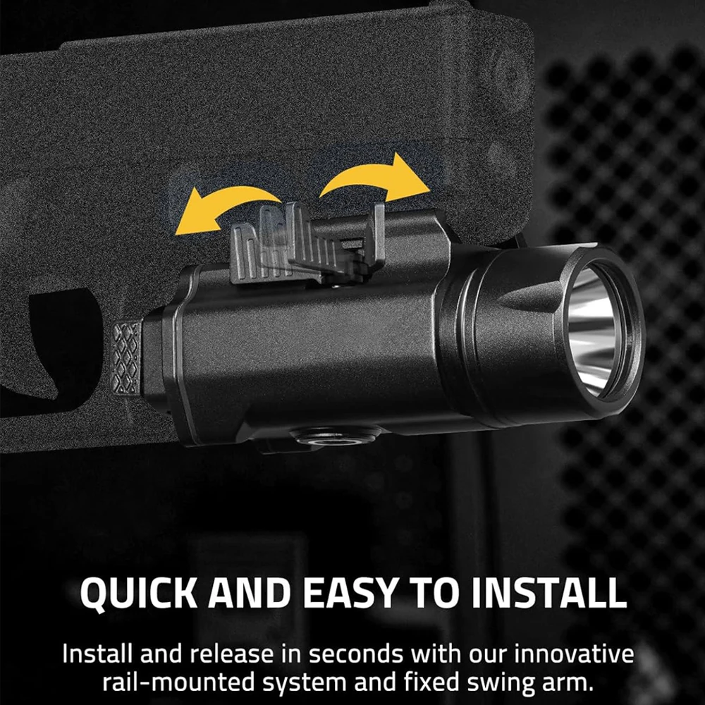 Luz de pistola táctica de 1500 lúmenes, linterna de pistola ajustable de 3 modos, lámpara estroboscópica compacta recargable magnética - imagen 4