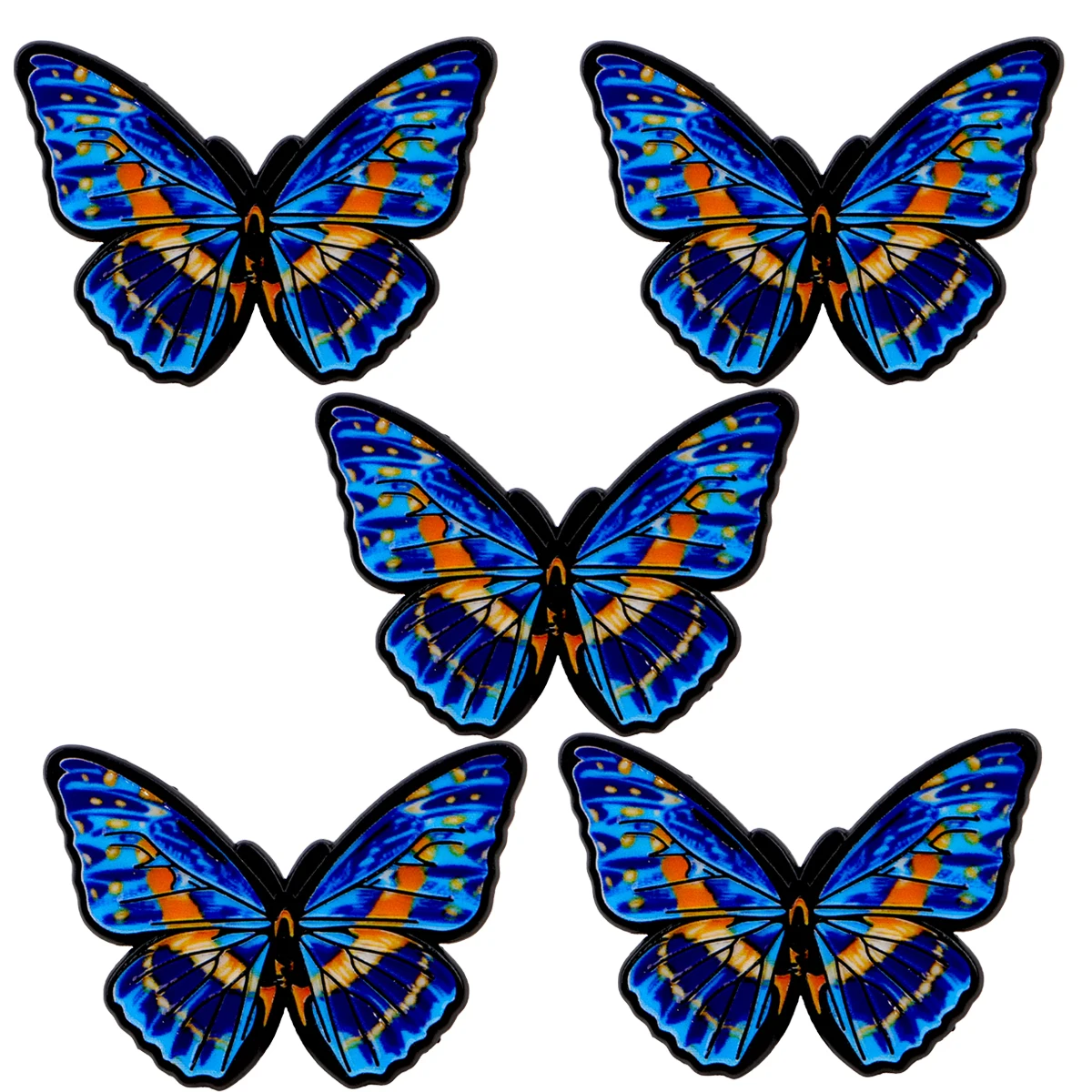 Pin esmaltado de mariposa colorida, Pin de solapa, broche de dibujos animados, conjunto de decoración de ropa, alfileres de Metal, mochila, sombrero, insignia, accesorios, 5 uds.