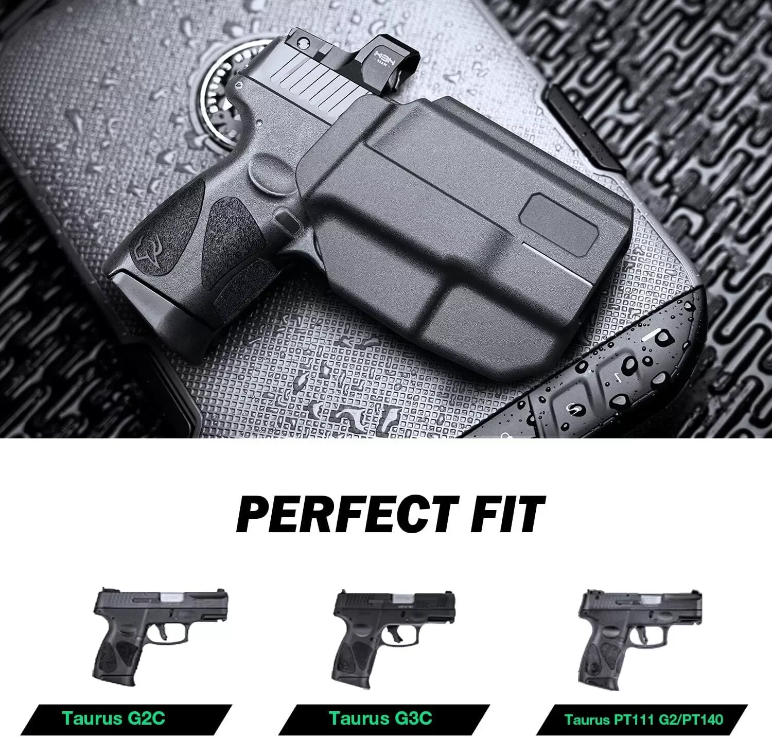 Solo para Taurus G2C/G3C/Millennium PT111 G2/PT140, funda OWB, liberación del pulgar, corte óptico, bloqueo de clic de sonido, polímero, cinturón, mano derecha - imagen 2