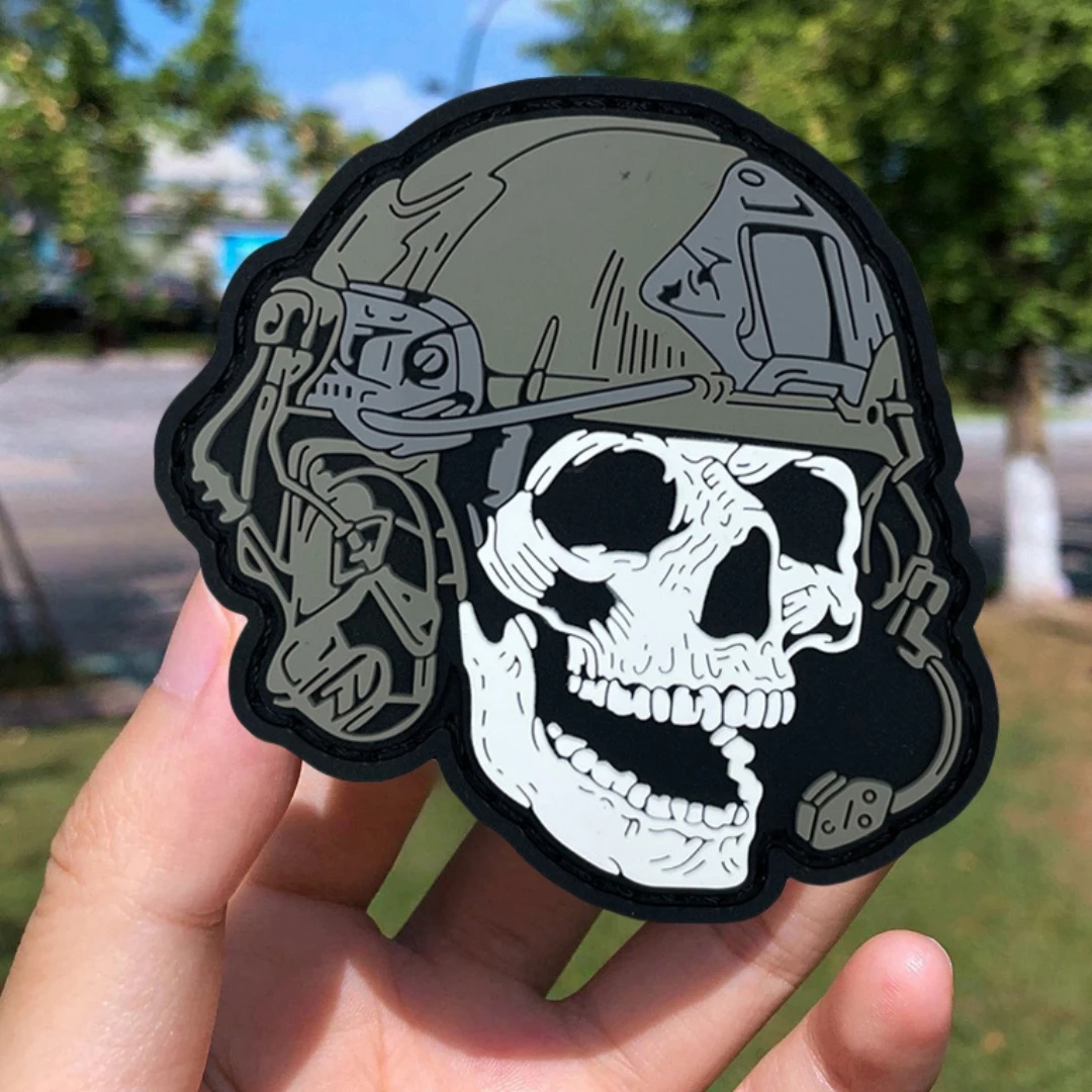 Parches de gancho y bucle de PVC para casco de calavera, insignia de moral táctica, pegatina decorativa para mochila militar - imagen 5