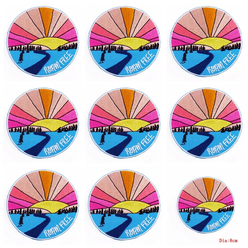 10 unids/lote parche para planchar, parches para acampar para ropa DIY, pegatinas para ropa de aventura, parche bordado a rayas en decoración de chaqueta - imagen 3