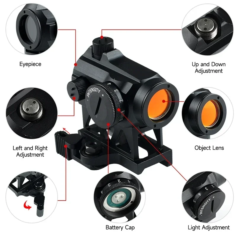 Tactica compacto Red Dot Sight 2 MOA Reflex Airsoft óptica alcance Mini RifleScope con accesorios de caza de montaje de 20mm - imagen 3