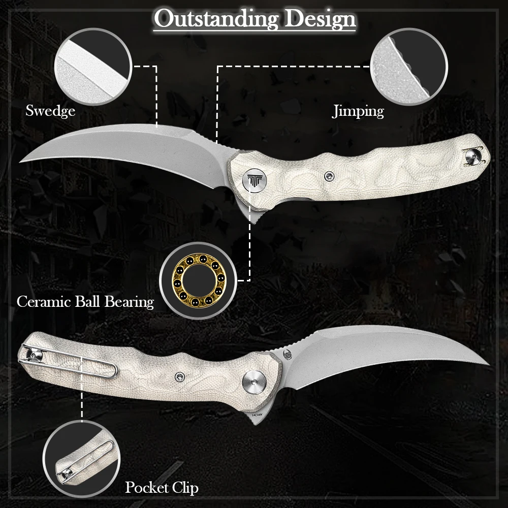 Cuchillo táctico plegable TRIVISA Lacerta EDC 14C28N - imagen 3