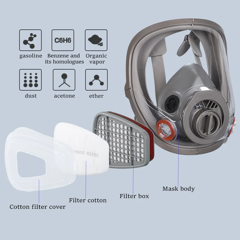 Gas Masks Survival Nuclear and Chemical, Full Face Gas Mask with Activated Carbon Filter - imagen 5