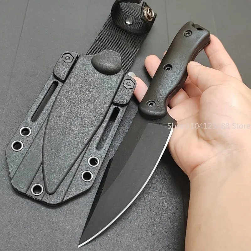Cuchillo recto BK18, hoja D2, mango de fibra corrugada de nailon, cuchillo de alta dureza, cuchillo portátil para la naturaleza, cuchillo recto para exteriores