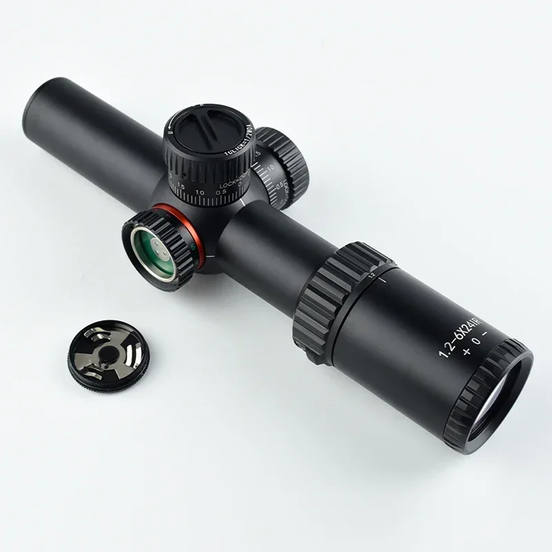 Mira óptica de retícula roja y verde 1,2-6X24, mira telescópica réflex táctica para caza, avistamiento rápido a corto plazo, montaje en riel de 11mm/20mm - imagen 4