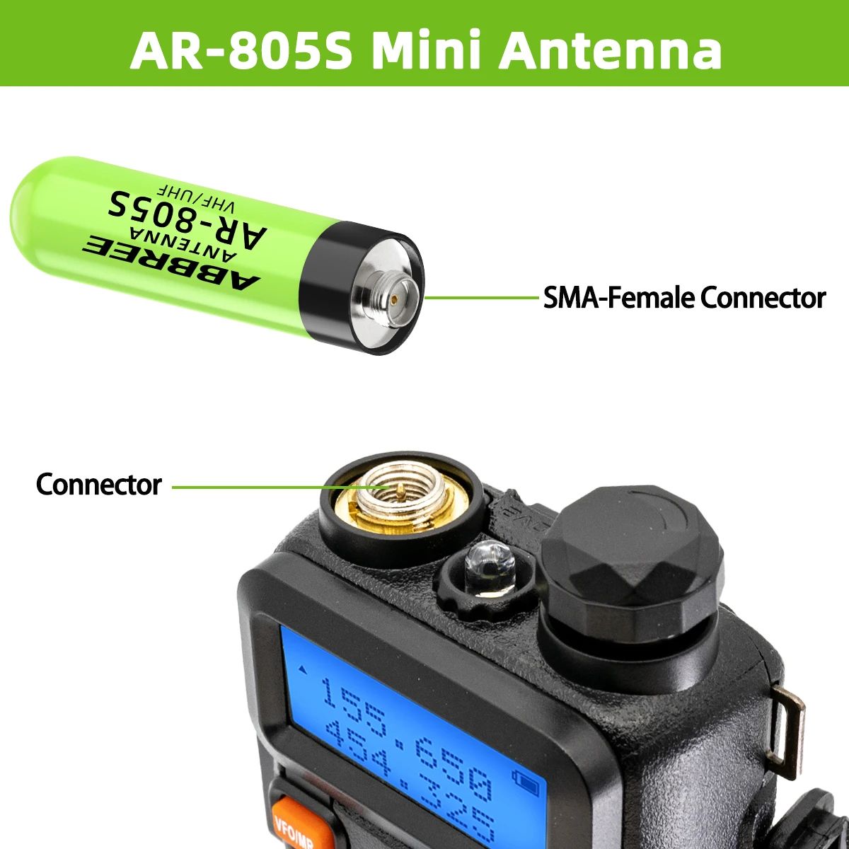ABBREE AR-805S Antena SMA Dual UHF/VHF Alta Ganancia Walkie Talkie - imagen 3