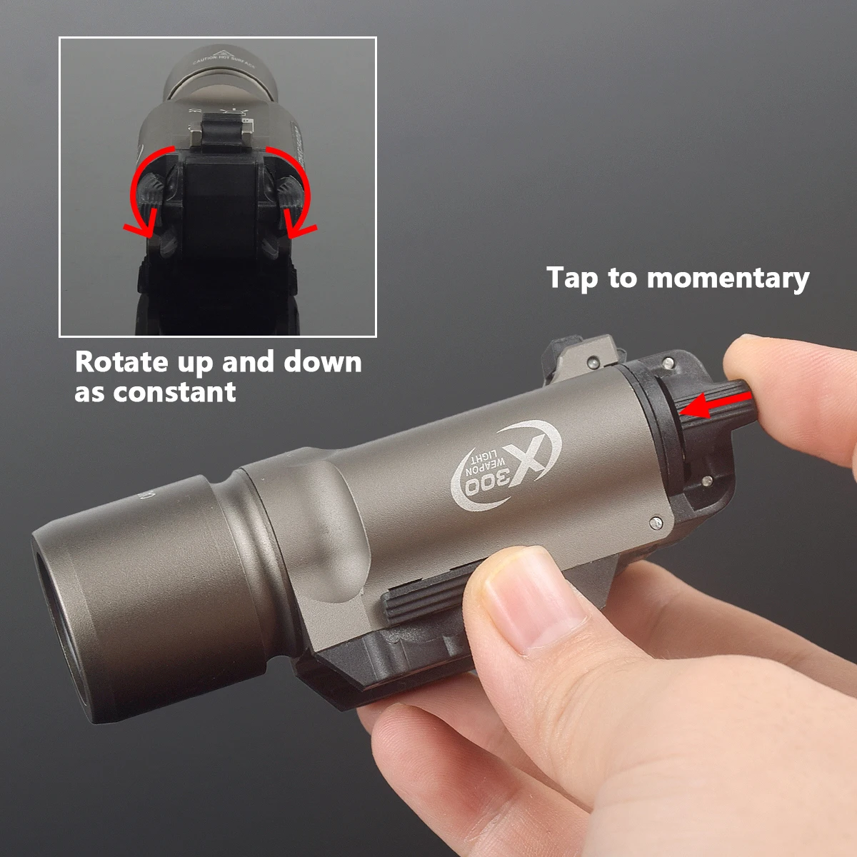 Luz táctica Surefire X300 X300U X300UH-B XH35 X300V linterna IR compatible con riel de 20mm linterna de caza interruptor DDualS 600 lúmenes - imagen 5