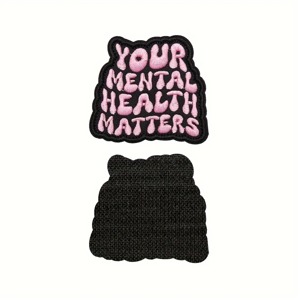 TU MATTERS DE SALUD MENTALES - Lindo rosa divertido Meme bordado Velcros parche gancho y bucle sujetador pegatina insignia para mochila - imagen 3
