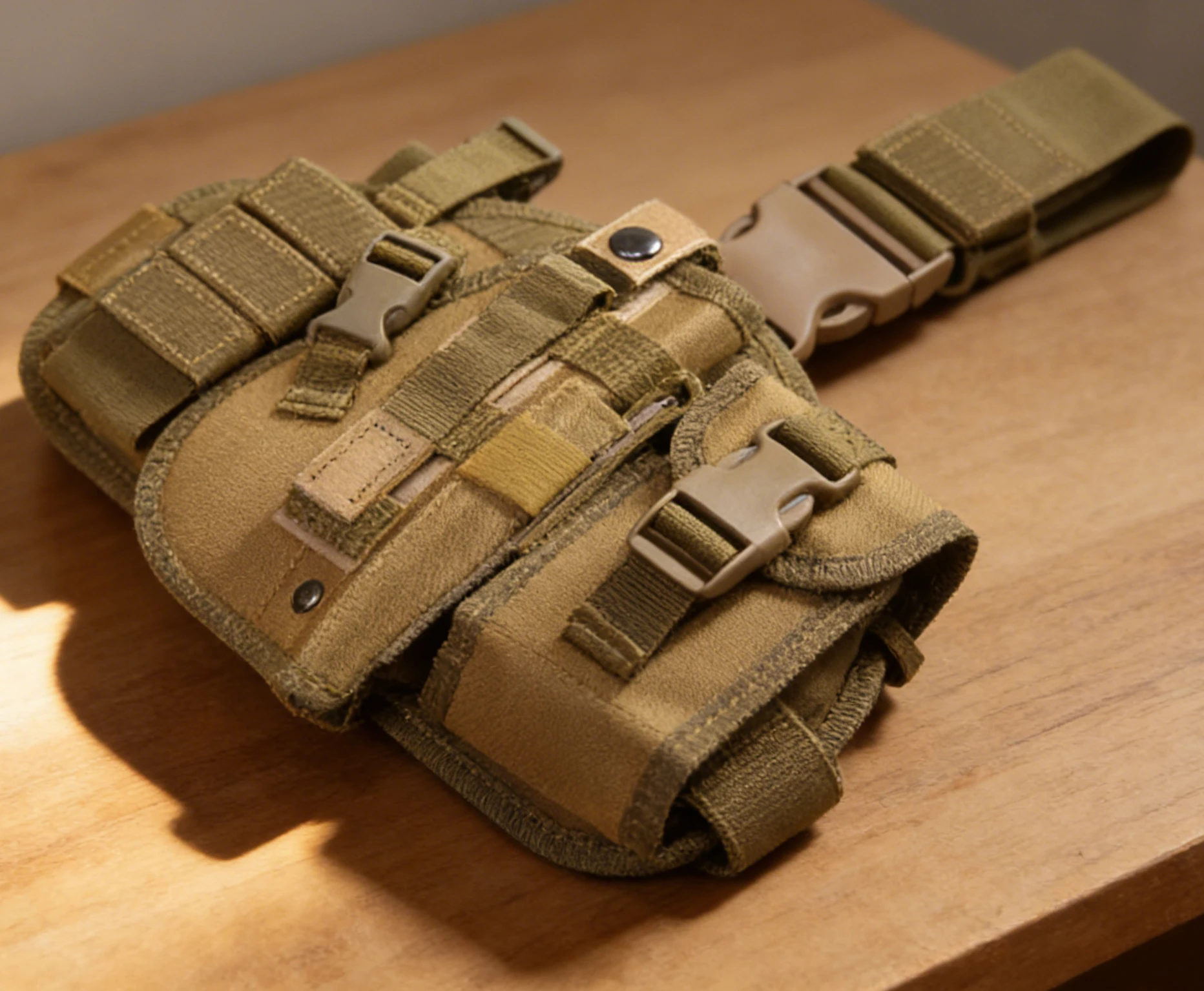 Bolsa de pistola para pierna de caza al aire libre, Funda de cuero Universal para pistola táctica militar, bolsa de pistola multifuncional Molle