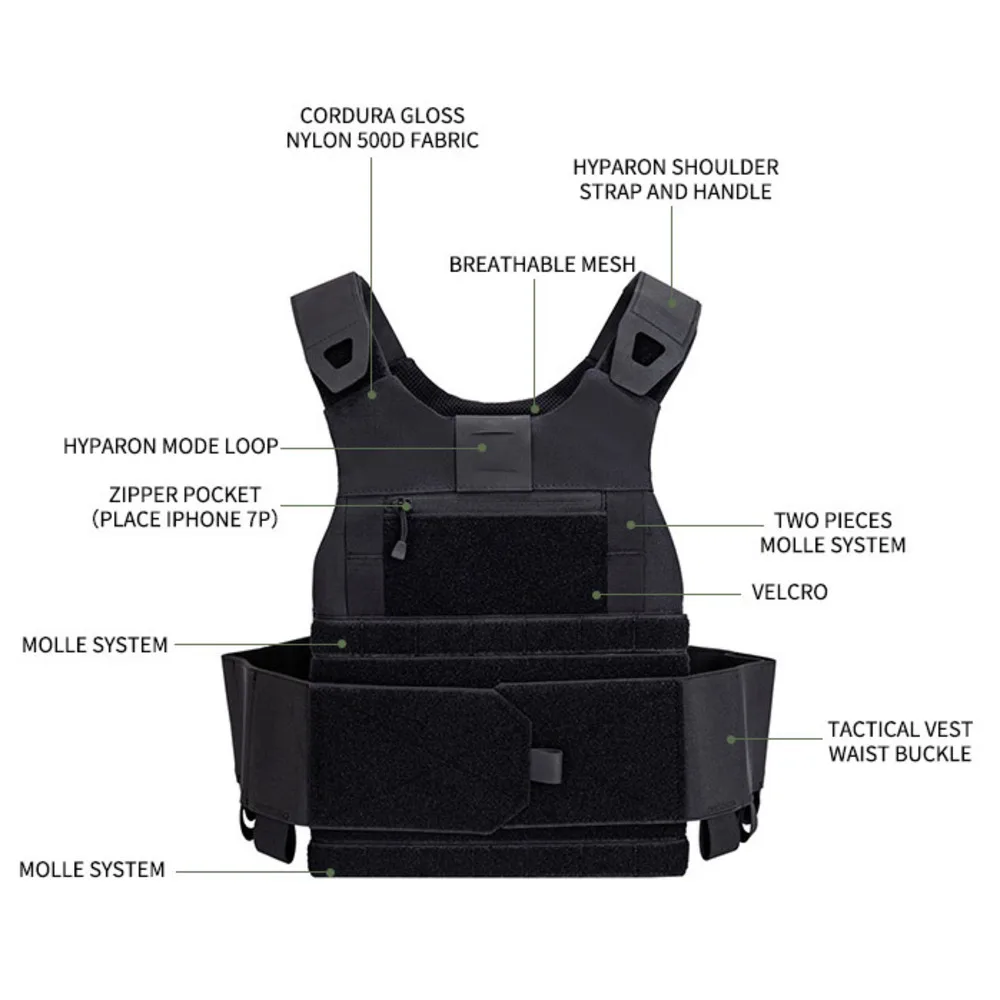 Chaleco táctico FCSK2.0 portador de placa, faja elástica de bajo perfil, bolsa de placa, bafle EVA, armadura corporal, tela de nailon, chaleco de caza - imagen 5