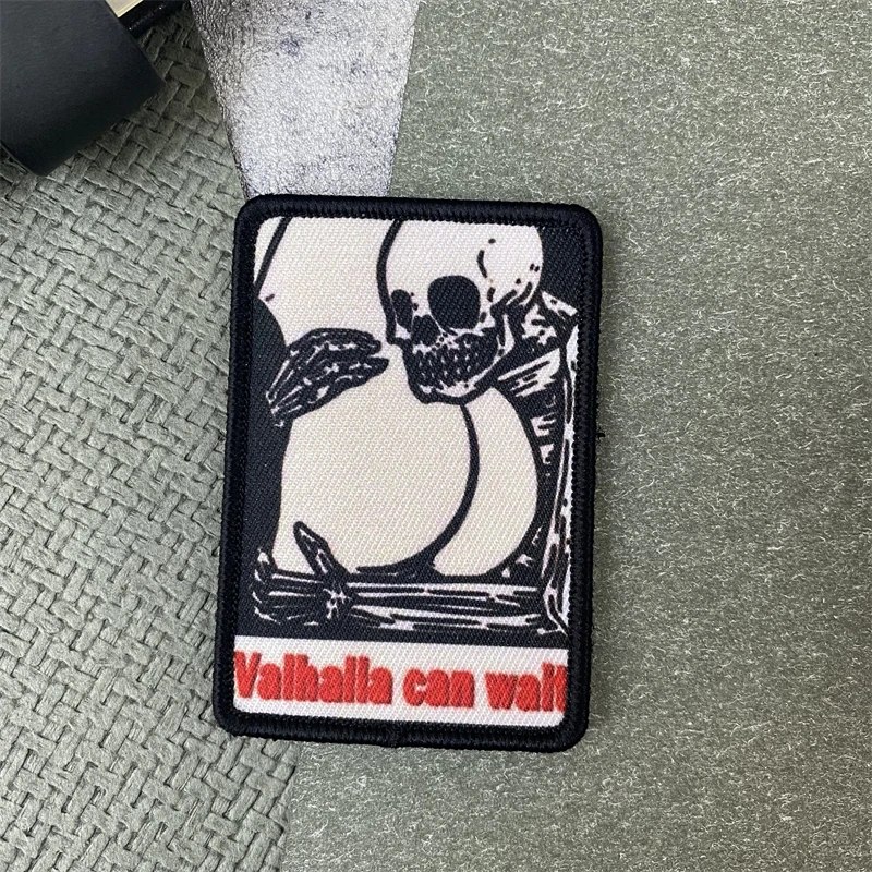 Valhalla puede esperar insignia de moral táctica parche calavera sosteniendo muslo brazalete militar gancho y bucle ropa mochila pegatinas - imagen 2