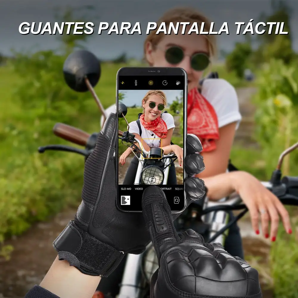 Guantes de Moto de cuero para pantalla táctil, equipo de protección para Motocross, Pit Biker, Enduro, carreras, dedo completo, hombres - imagen 4